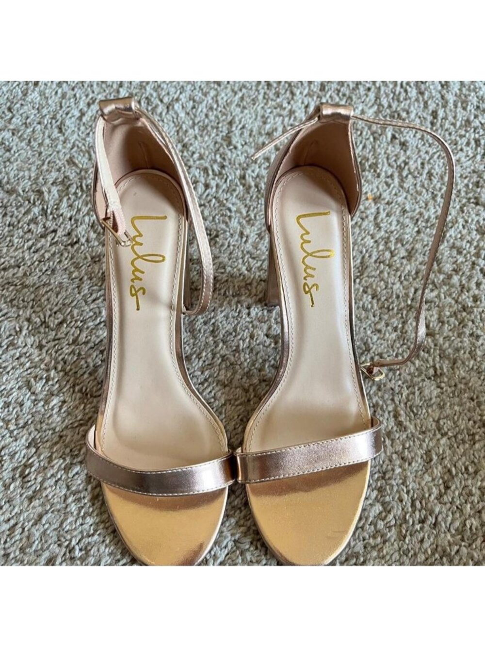 Lulus gold metallic block heel sandals - never used